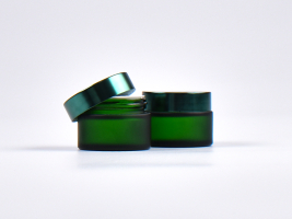 Grünglasdose, 30ml, mit Deckel grün
