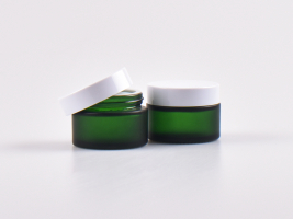Grünglasdose 30ml, mit Deckel weiss