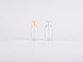 Klarglasflasche 10ml, mit Aludeckel silber/gold