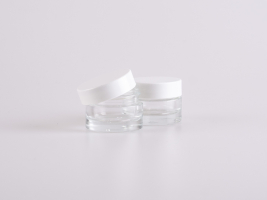 Klarglasdose "Aurora", 15ml, mit Deckel weiss