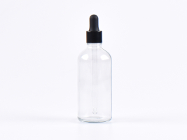 Klarglasflasche 100ml, mit Pipette schwarz