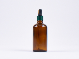 Braunglasflasche 100ml, mit Pipette grün-matt