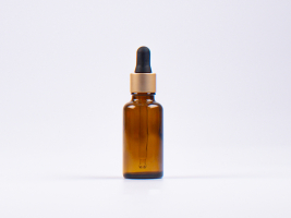 Braunglasflasche 30ml, mit Pipette gold