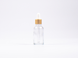 Klarglasflasche 30ml, mit Pipette gold