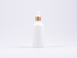 Weissglasflasche 100ml, mit Pipette gold