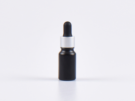 Schwarzglasflasche 10ml, mit Pipette silber-matt