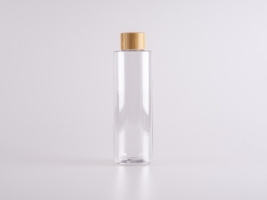 PET Flasche "Sharp" 250ml, mit Deckel Bambus
