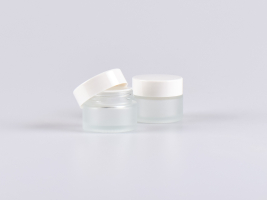 Glasdose säuremattiert, 15ml, mit Deckel weiss