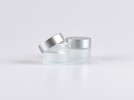 Glasdose säuremattiert, 15ml, mit Deckel silber