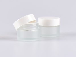Glasdose säuremattiert, 50ml, mit Deckel weiss