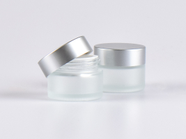 Glasdose säuremattiert, 30ml, mit Deckel silber