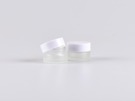 Glasdose säuremattiert, 7ml, mit Deckel weiss
