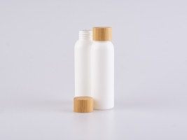 Flasche "Tara" 100ml, matt-weiss, mit Bambusdeckel