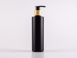 Flasche "Tara" 250ml, matt-schwarz, mit Dispenser Bambus