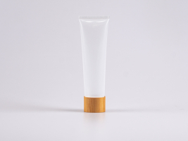 Kosmetiktube 100ml, transparent, mit Schraubverschluss Bambus