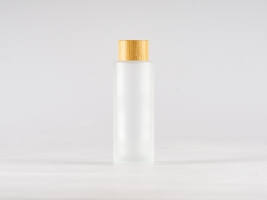 Glasflasche säuremattiert, 100ml, mit Bambusdeckel